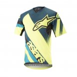 2020 Motocross Cyclisme T Shirt Alpinestars Manches Courtes Jaune