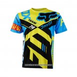 2020 Motocross Cyclisme T Shirt FOX Manches Courtes Jaune Bleu