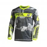 2021 Oneal Motocross Cyclisme Maillot Manches Longues Gris Jaune