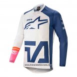 2020 Motocross Cyclisme Maillot Alpinestars Manches Longues Bleu Blanc