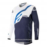 2020 Motocross Cyclisme Maillot Alpinestars Manches Longues Bleu Blanc