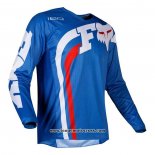 2020 Motocross Cyclisme Maillot FOX Manches Longues Bleu