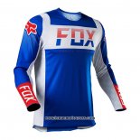 2021 Motocross Cyclisme Maillot FOX Manches Longues Bleu
