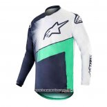 2020 Motocross Cyclisme Maillot Alpinestars Manches Longues Blanc Bleu