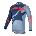 2020 Motocross Cyclisme Maillot Alpinestars Manches Longues Bleu
