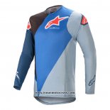 2020 Motocross Cyclisme Maillot Alpinestars Manches Longues Bleu