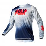2020 Motocross Cyclisme Maillot FOX Manches Longues Blanc Fonce Bleu