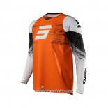 2021 Shot Motocross Cyclisme Maillot Manches Longues Orange Blanc