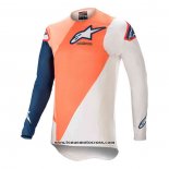2020 Motocross Cyclisme Maillot Alpinestars Manches Longues Bleu Orange Blanc