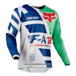 2020 Motocross Cyclisme Maillot FOX Manches Longues Blanc Bleu