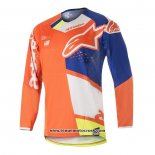 2020 Motocross Cyclisme Maillot Alpinestars Manches Longues Bleu Orange