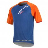 2020 Motocross Cyclisme T Shirt Alpinestars Manches Courtes Bleu