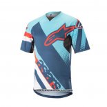 2020 Motocross Cyclisme T Shirt Alpinestars Manches Courtes Bleu