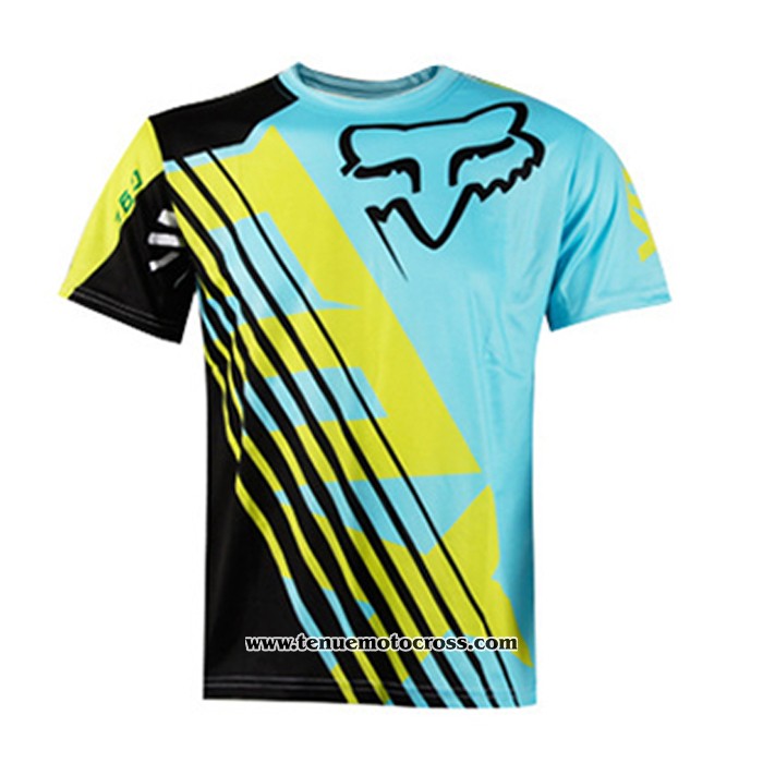 2020 Motocross Cyclisme T Shirt FOX Manches Courtes Bleu
